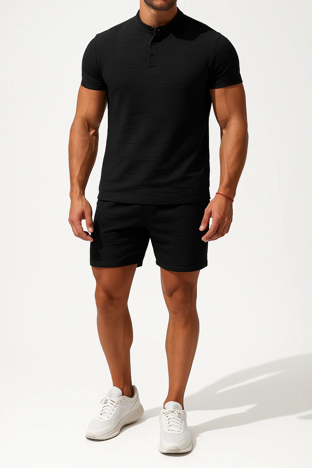 Men's Henley Shirt – Slim Fit – Cotton Linen – Short Sleeve – Breathable Casual Model - Image 2