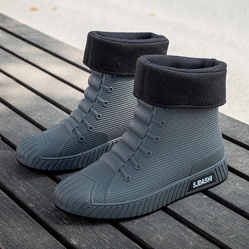 Men's High Boots – Waterproof – Fleece Lining – Grip Sole – Mid-Height Outdoor - Image 4