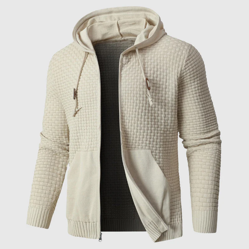 Men's hooded jacket – Waffle knit – Regular fit – Zip fastening – Ribbed trims – With hood - Image 5