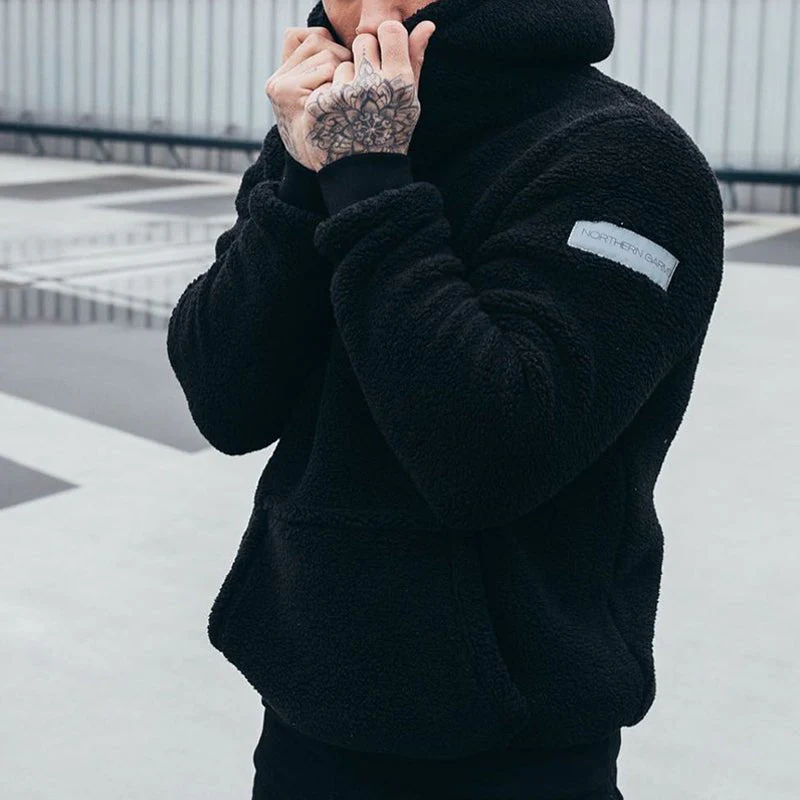 Men's Hoodie – Fleece – Relaxed Fit – With Hood and Front Pocket - Image 3