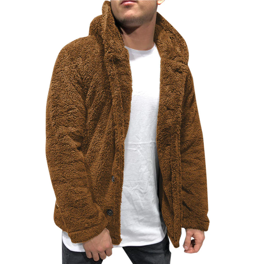 Men's hoodie jacket – Fleece – Relaxed fit – Buttons – Casual hip-length model - Image 4