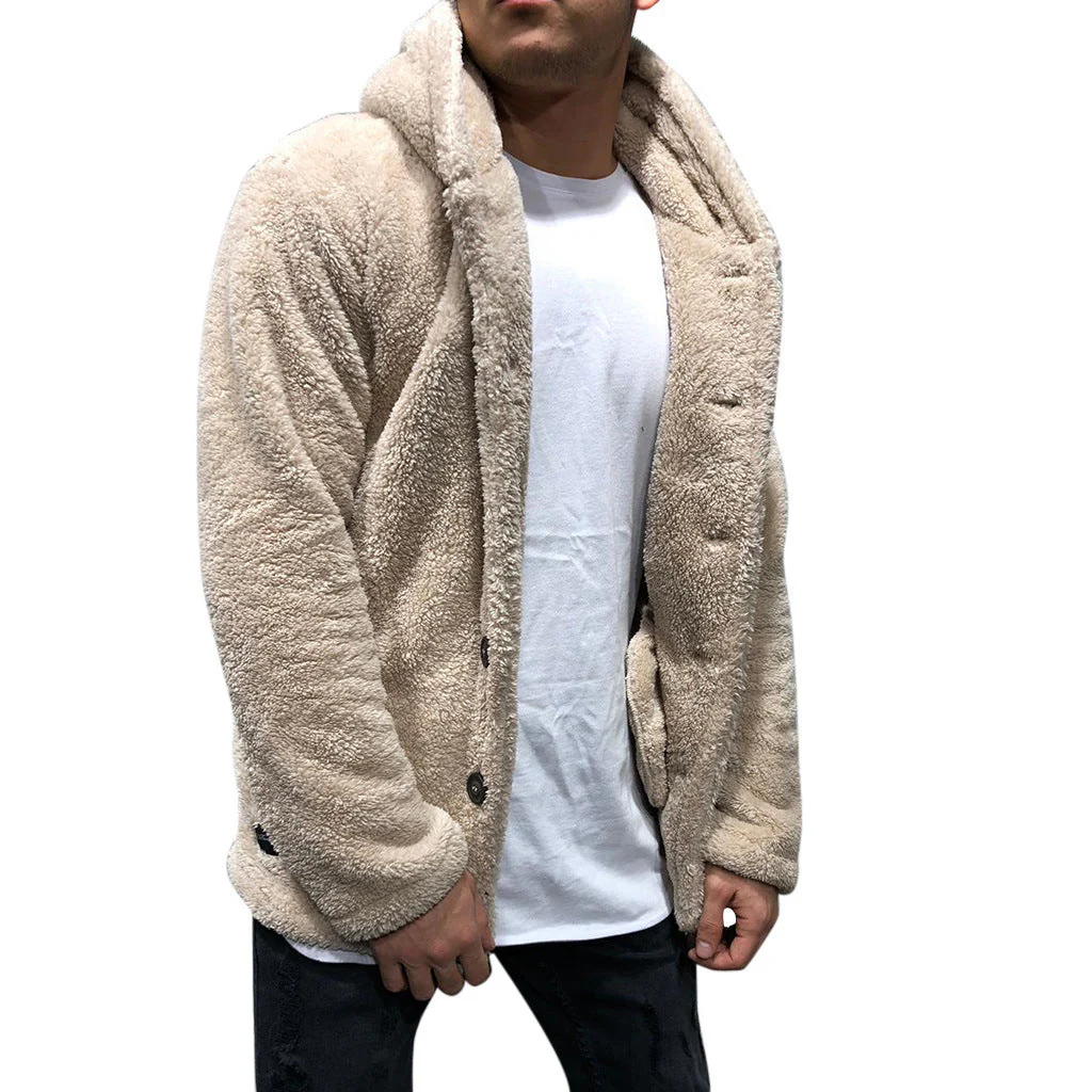 Men's hoodie jacket – Fleece – Relaxed fit – Buttons – Casual hip-length model - Image 6