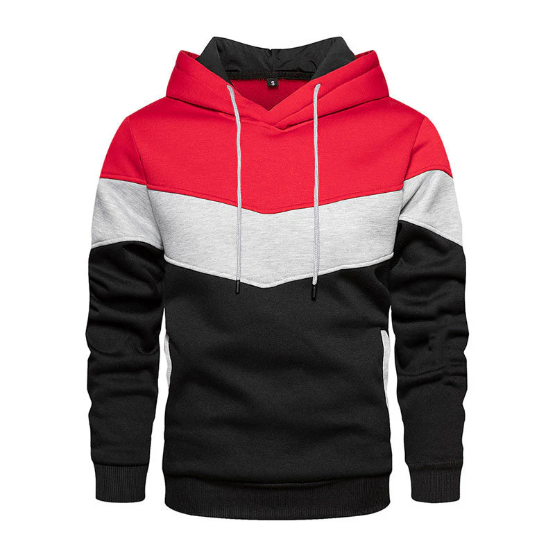 Men's Hoodie – Loose Fit – Cotton Blend – Colorblock – Ribbed Cuffs – Side Pockets - Image 2