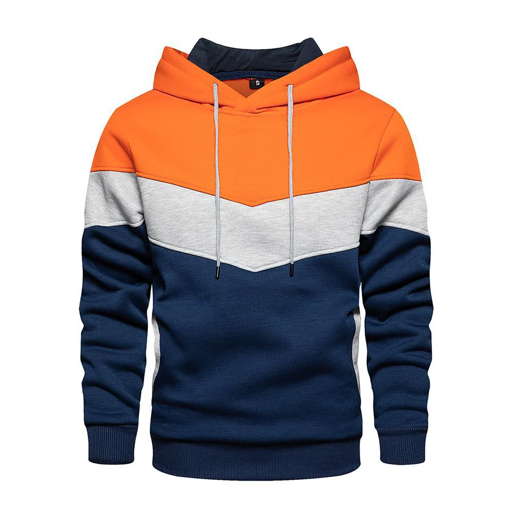 Men's Hoodie – Loose Fit – Cotton Blend – Colorblock – Ribbed Cuffs – Side Pockets - Image 5