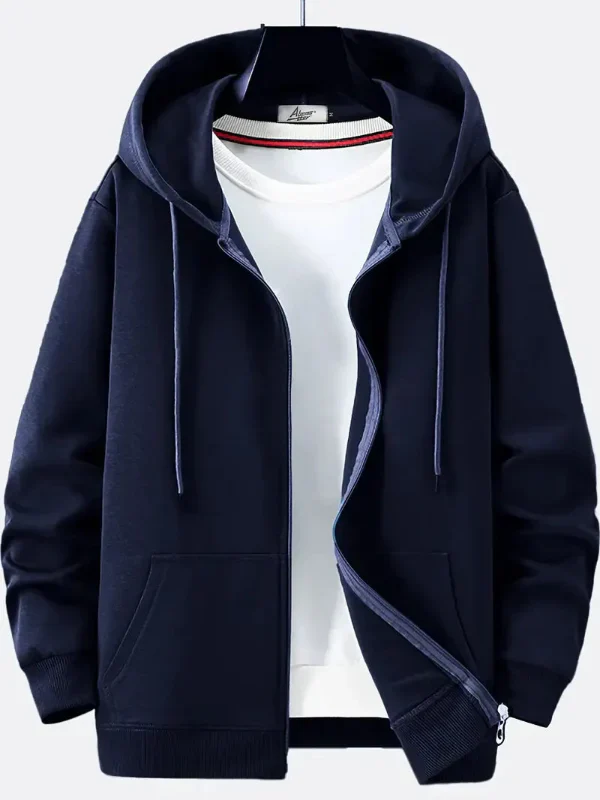 Men's Hoodie With Zipper – Relaxed Fit – Cotton Mix – Drawstring Hood – Pockets - Image 5