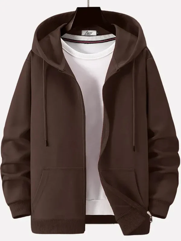 Men's Hoodie With Zipper – Relaxed Fit – Cotton Mix – Drawstring Hood – Pockets - Image 6