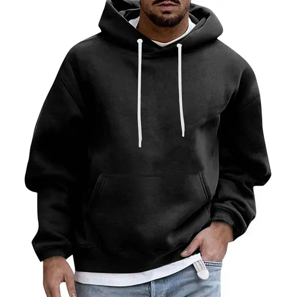 Men's Hoodie – Oversized Fit – Soft Cotton Look – Kangaroo Pocket – Hood With Drawstring - Image 3