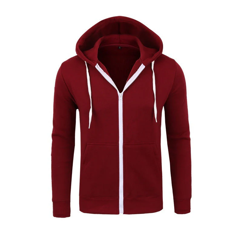 Men's Hoodie – Regular Fit – Cotton Blend – Zipper – Hood – Casual Style - Image 3