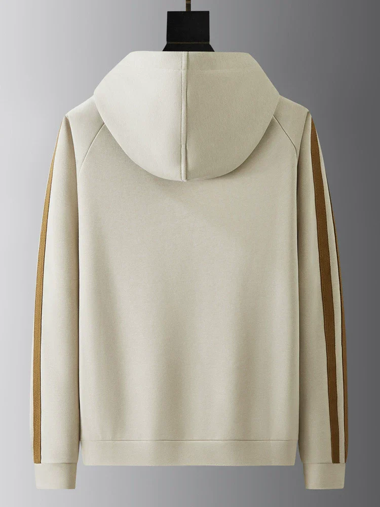 Men's Hoodie – Regular Fit – Soft Knitted – Hood with Drawcord – Embroidered Logo - Image 2