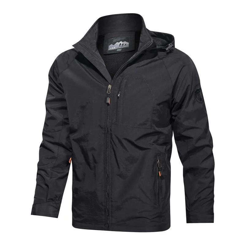 Men's Jacket With Hood – Windproof – Water-Repellent – Zipper – Multiple Pockets - Image 2