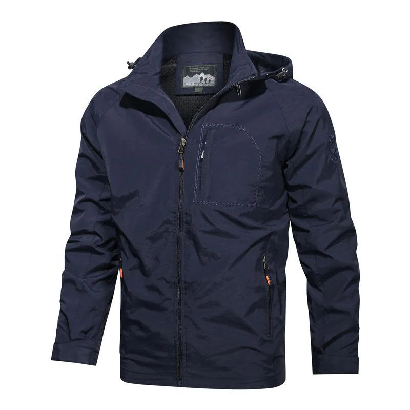 Men's Jacket With Hood – Windproof – Water-Repellent – Zipper – Multiple Pockets - Image 3