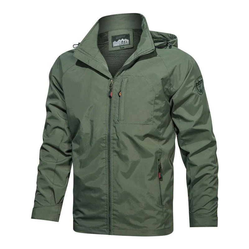 Men's Jacket With Hood – Windproof – Water-Repellent – Zipper – Multiple Pockets - Image 4