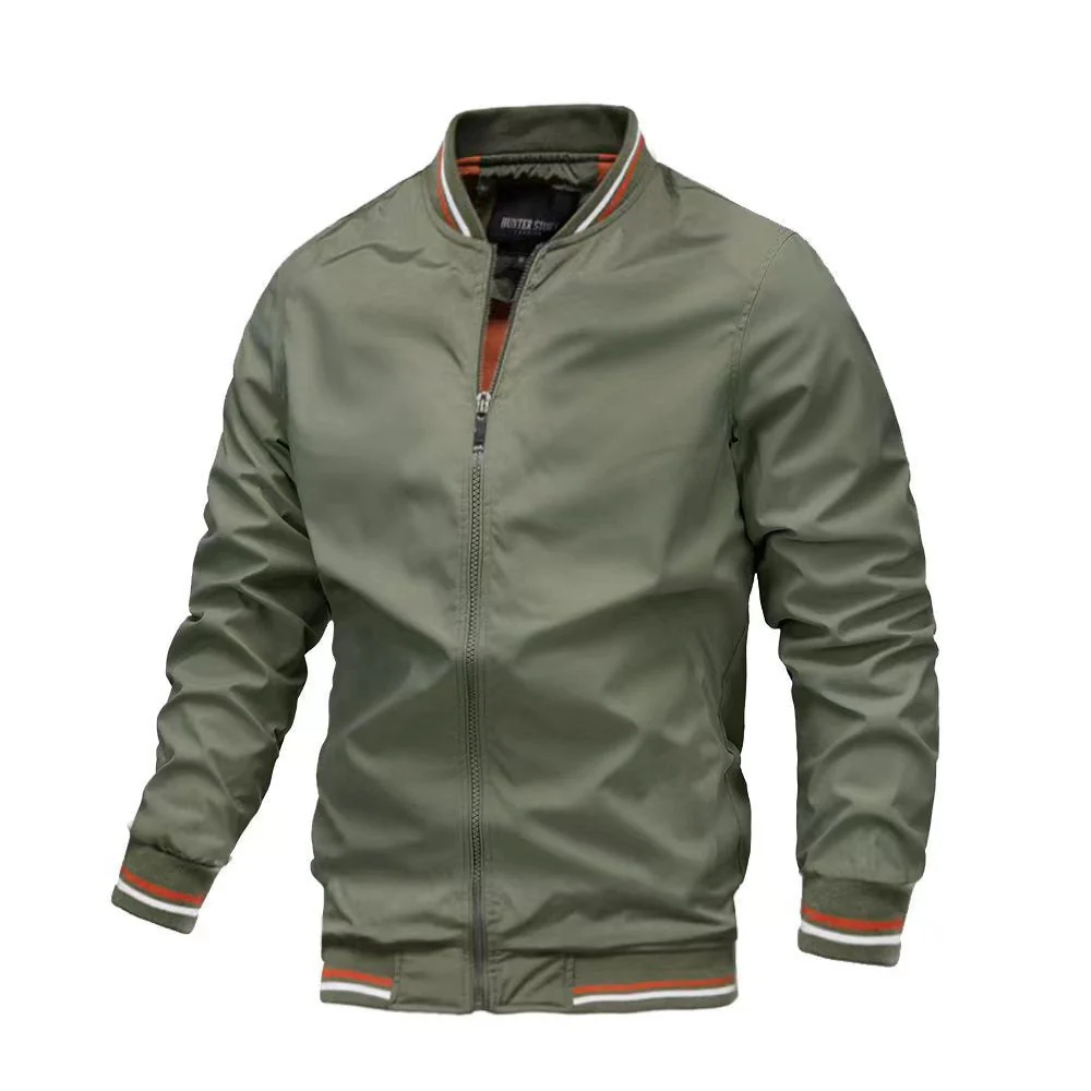 Men's Jacket – Slim Fit – Lightweight Woven – Stand-up Collar – Zipper Closure - Image 3