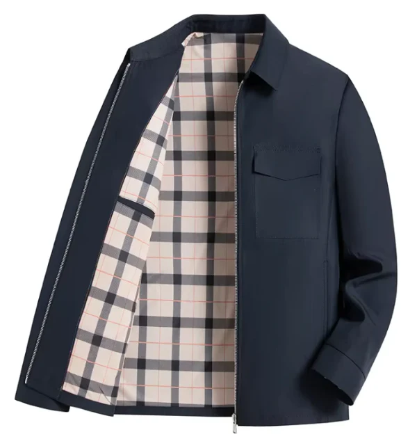 Men's Jacket – Slim Fit – Zipper Closure – Flap Pockets – Plaid Lined – Water-Repellent - Image 3