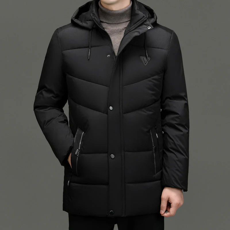 Men's Jacket – Padded and Lined – Hood with Drawstring – Mid-length – Windproof - Image 2