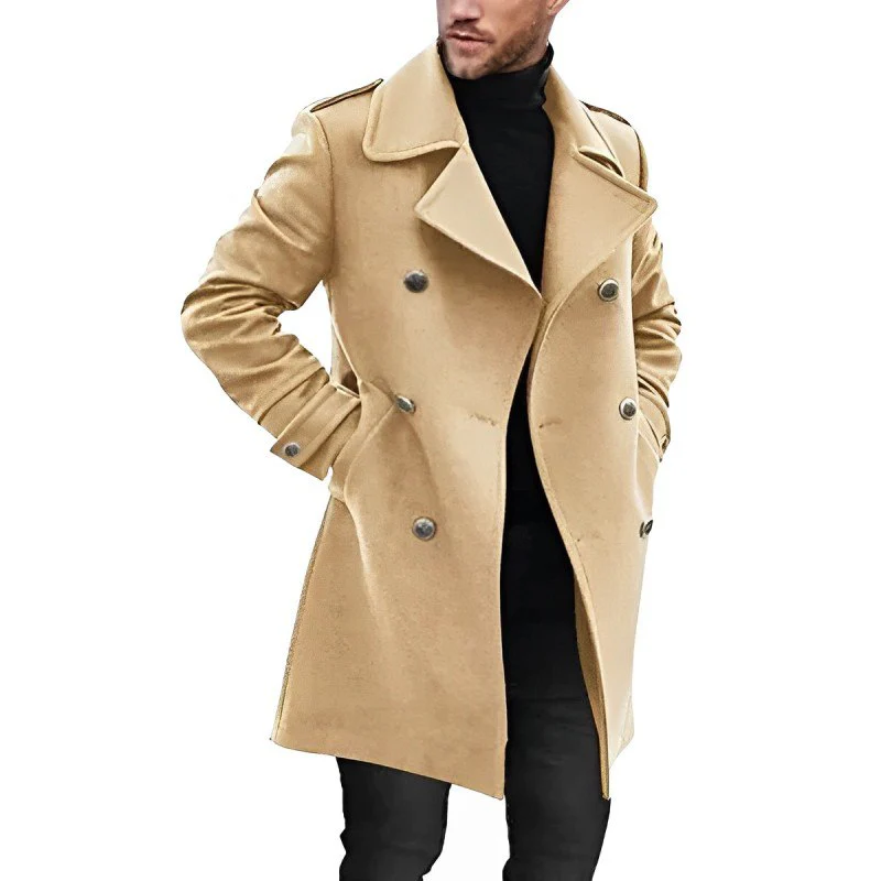Men's Coat – Mid-Length Model – Tailored Fit – Double-Breasted – Luxury Fabric - Image 3