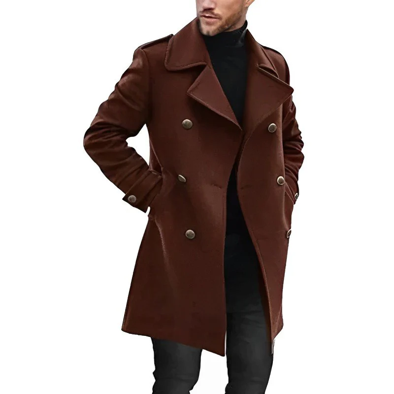 Men's Coat – Mid-Length Model – Tailored Fit – Double-Breasted – Luxury Fabric - Image 4