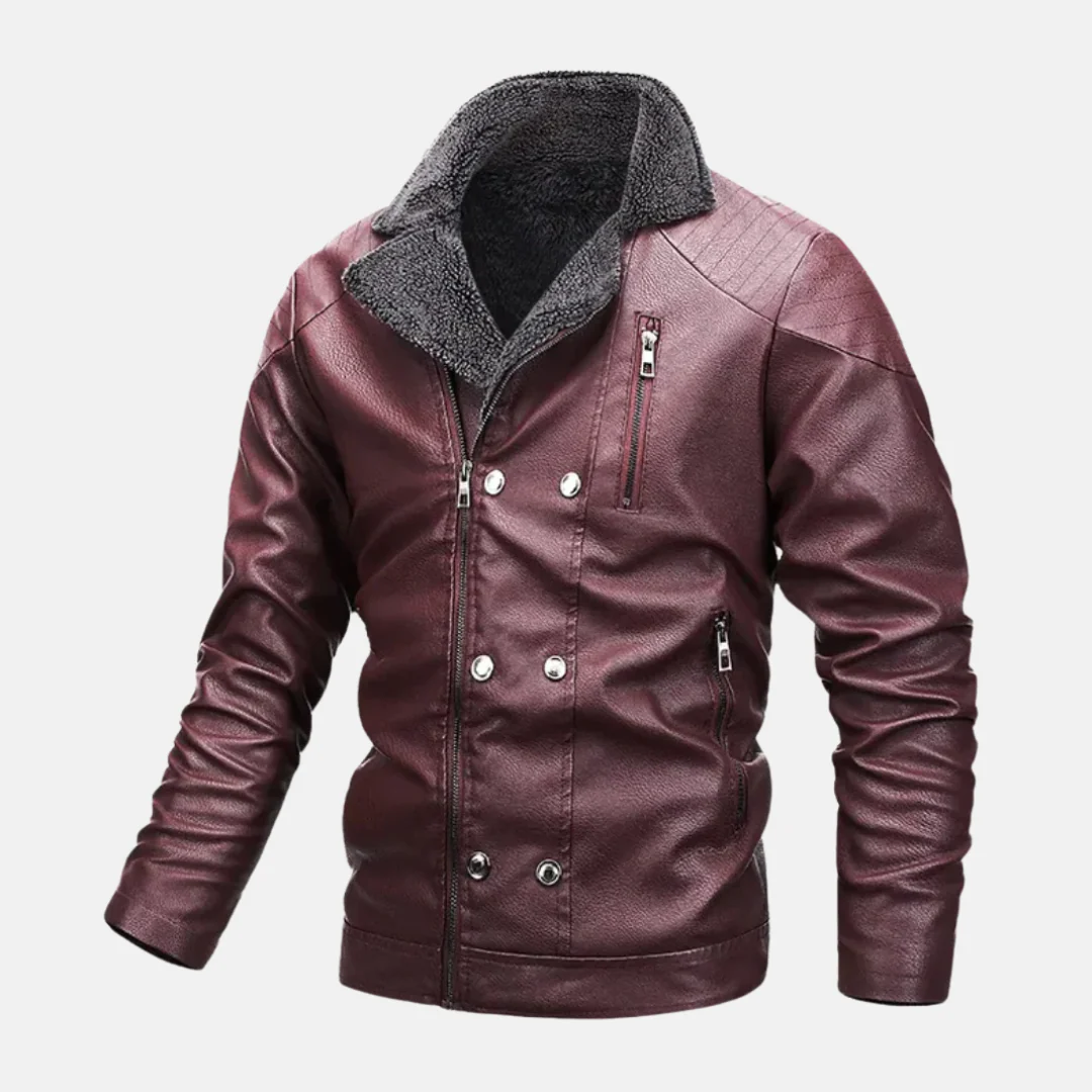 Men's jacket – Faux leather – Faux-fur lining – Regular fit – Zipper and buttons - Image 2