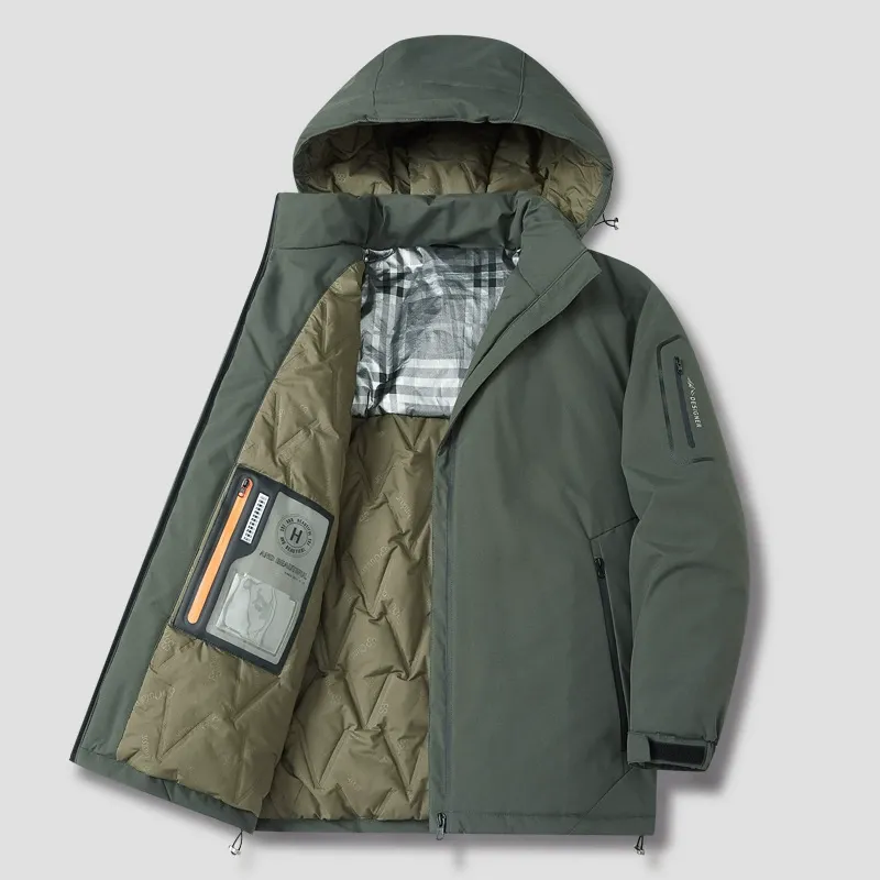 Men's Jacket with Hood – Quilted Cotton – Loose Fit – Zip Closure – Outdoor Casual - Image 3