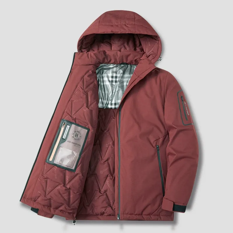 Men's Jacket with Hood – Quilted Cotton – Loose Fit – Zip Closure – Outdoor Casual - Image 4