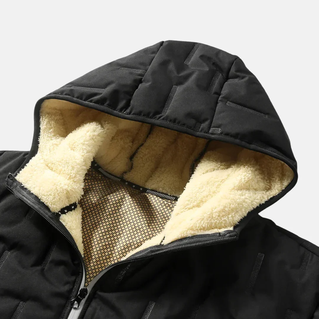 Men's Jacket with Hood – Relaxed Fit – Warm Plush Lining – Zip Pockets - Image 4