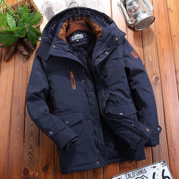 Men's Jacket – Oversized Fit – Padded and Fleece Lined – Hood – Multiple Pockets - Image 3