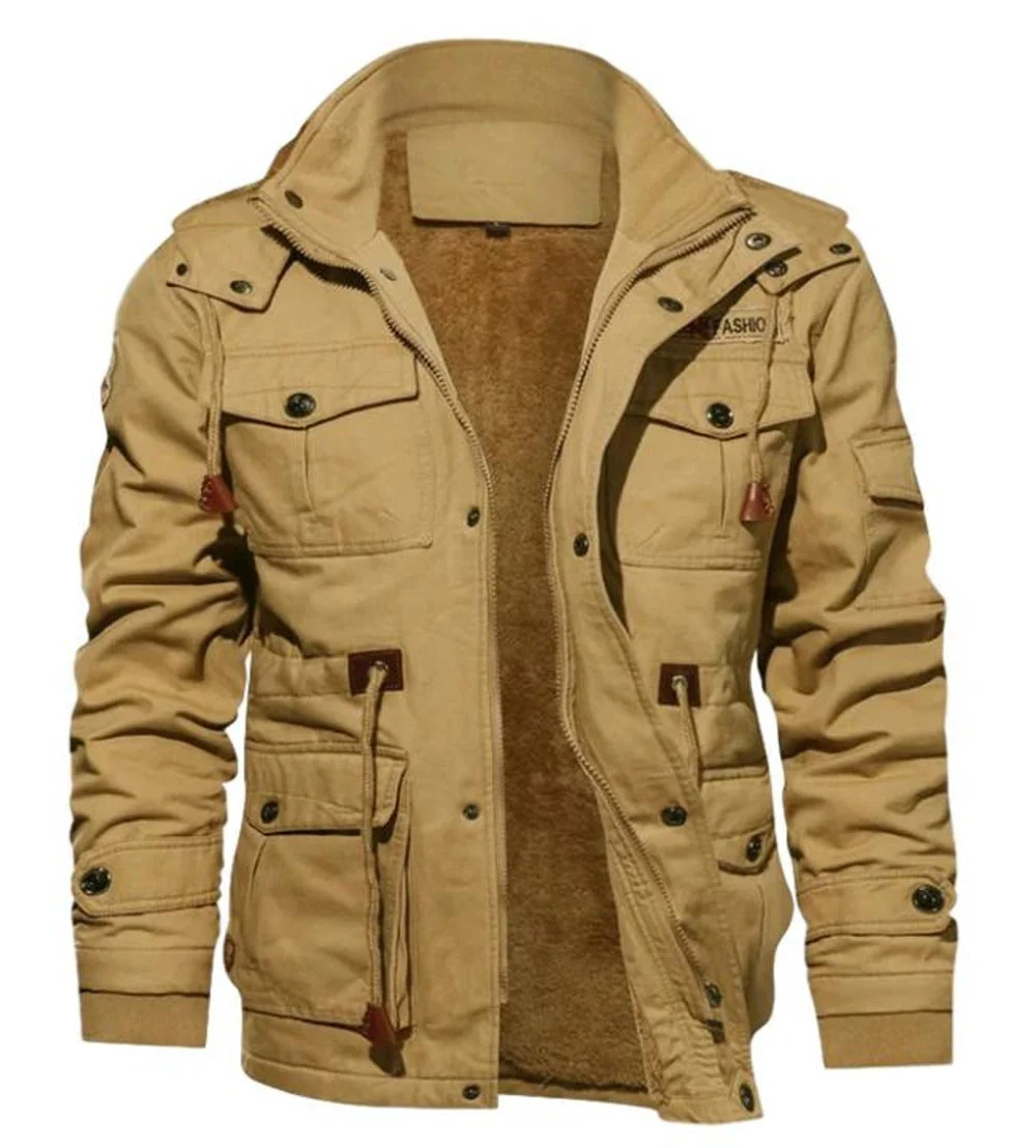 Men's Jacket – Regular Fit – Fleece Lining – High Collar – Multiple Pockets - Image 3
