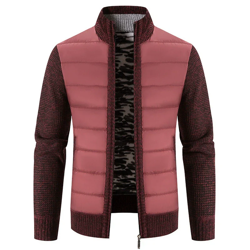 Men's Jacket – Regular Fit – Padded Body – Knitted Sleeves in Wool Mix – Stand-up Collar – Zipper Closure - Image 4