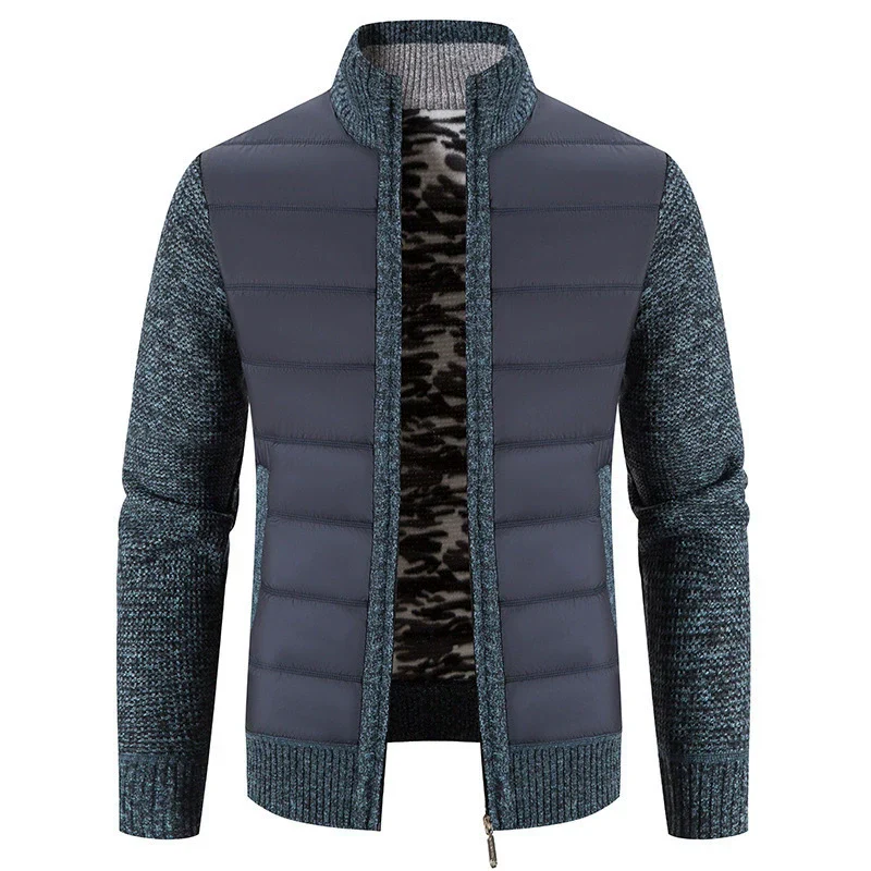 Men's Jacket – Regular Fit – Padded Body – Knitted Sleeves in Wool Mix – Stand-up Collar – Zipper Closure - Image 5