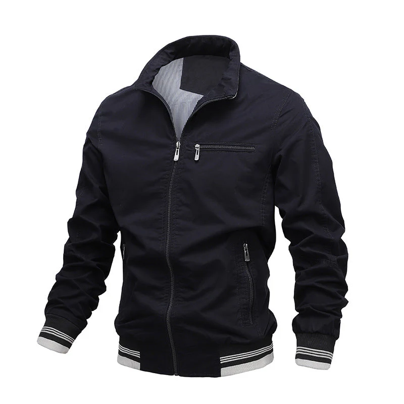 Men's Jacket – Regular Fit – Cotton – Zipper Closure – Stand-up Collar – Zippered Pockets - Image 4