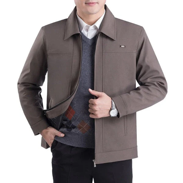 Men's jacket – Regular fit – Notch lapel – Zipper closure – Business casual style - Image 3