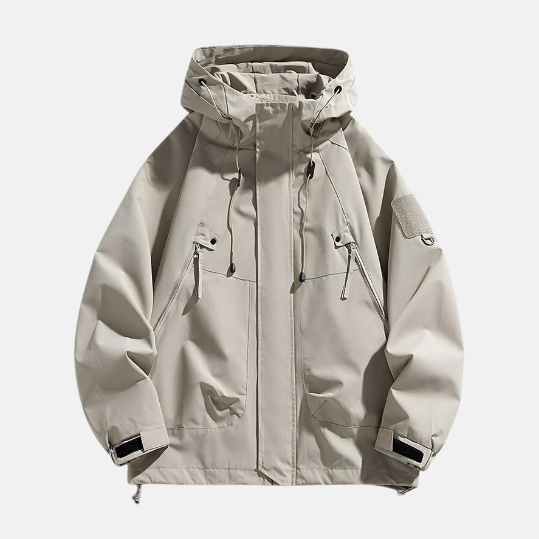 Men's Jacket – Relaxed Fit – Water-repellent Technical Fabric – Hood and Multiple Pockets - Image 4