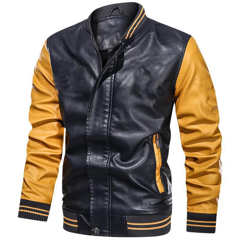 Men's Jacket – Slim Fit – Faux Leather – Zip Pockets – Ribbed Cuffs – Waist Length - Image 2
