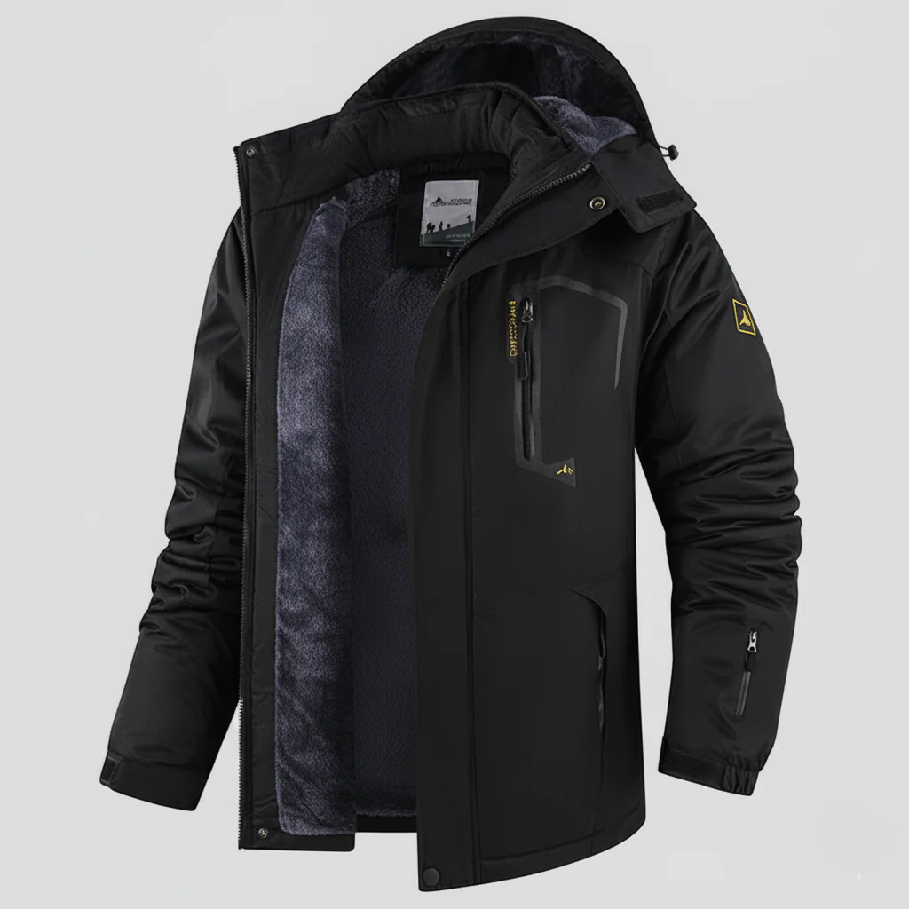 Men's Jacket – Waterproof – Regular Fit – Hooded – Windproof – Thermal Lining – Zipper Closure - Image 2