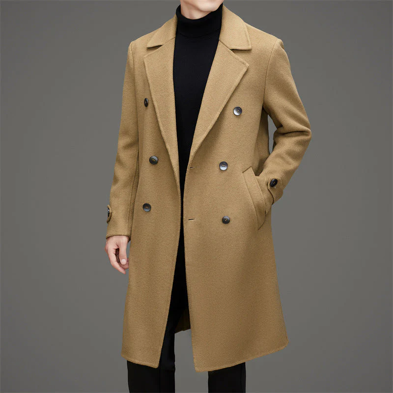 Men's Coat – Wool – Tailored Fit – Double-Breasted – Mid-Length – Formal Style - Image 2