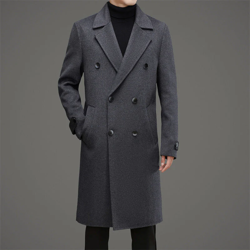 Men's Coat – Wool – Tailored Fit – Double-Breasted – Mid-Length – Formal Style - Image 3