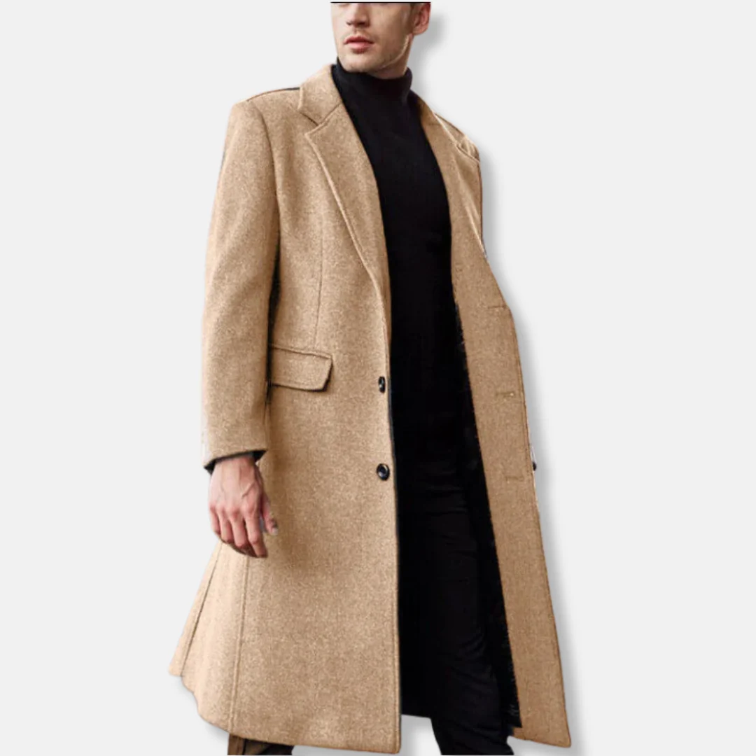 Men's Coat – Wool Blend – Tailored Fit – Single-Breasted – Knee-length with Side Pockets - Image 5