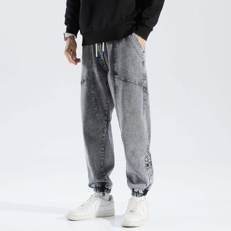 Men's Jogging Pants – Relaxed Fit – Denim Look – Drawstring – Elastic Cuffs - Image 2