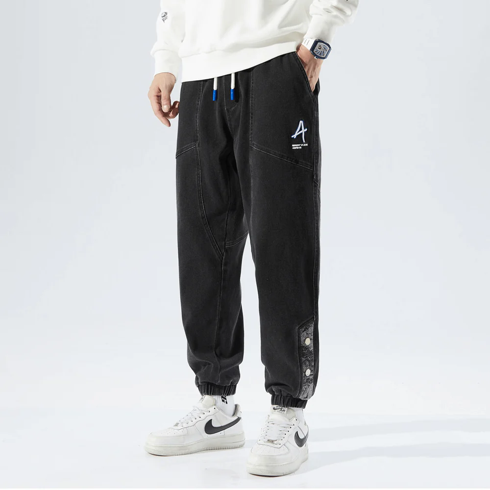 Men's Jogging Pants – Relaxed Fit – Denim Look – Drawstring – Elastic Cuffs - Image 3