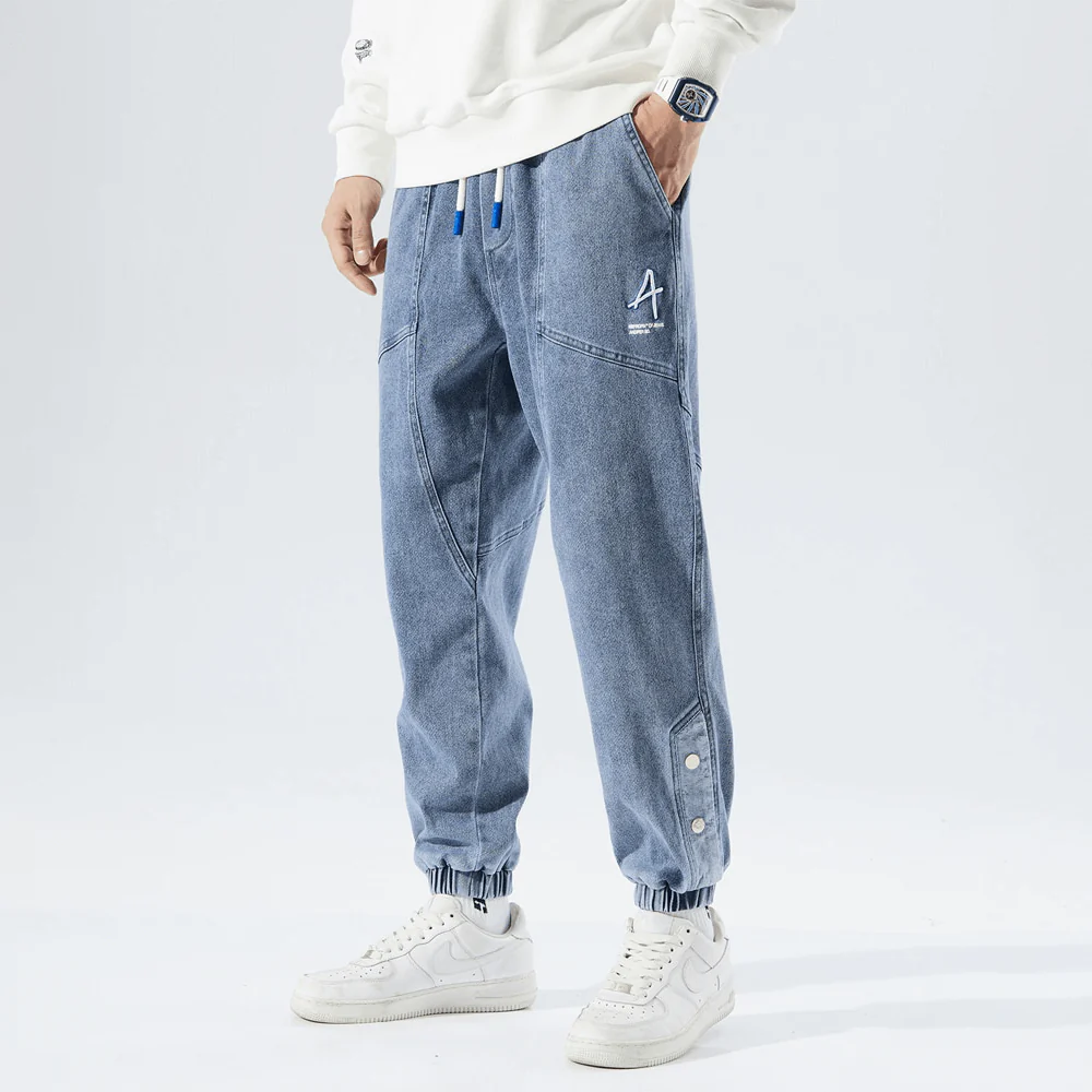 Men's Jogging Pants – Relaxed Fit – Denim Look – Drawstring – Elastic Cuffs - Image 5