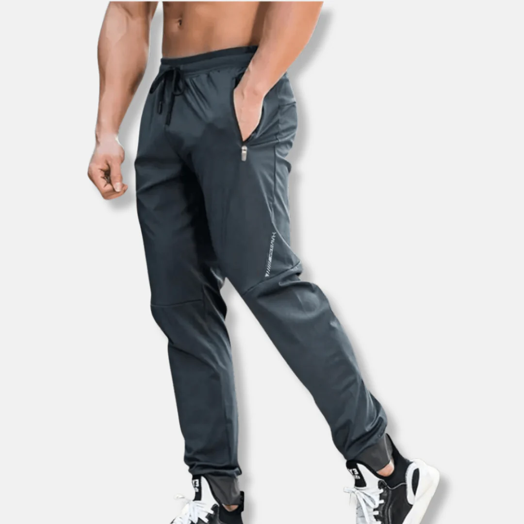 Men's Jogging Pants – Slim Fit – Tapered Leg – Lightweight – Zipper Pockets – Drawstring - Image 3