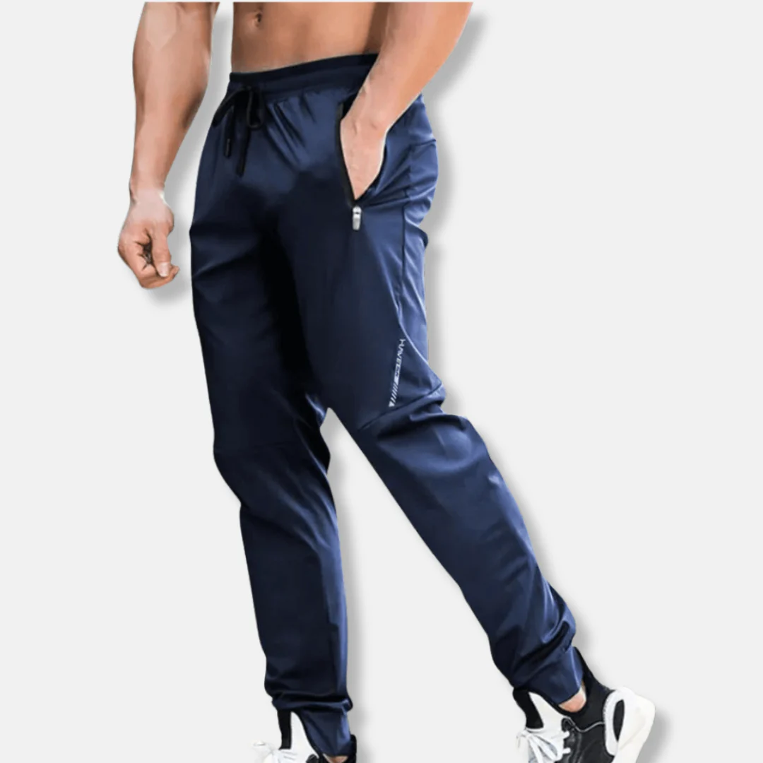 Men's Jogging Pants – Slim Fit – Tapered Leg – Lightweight – Zipper Pockets – Drawstring - Image 5