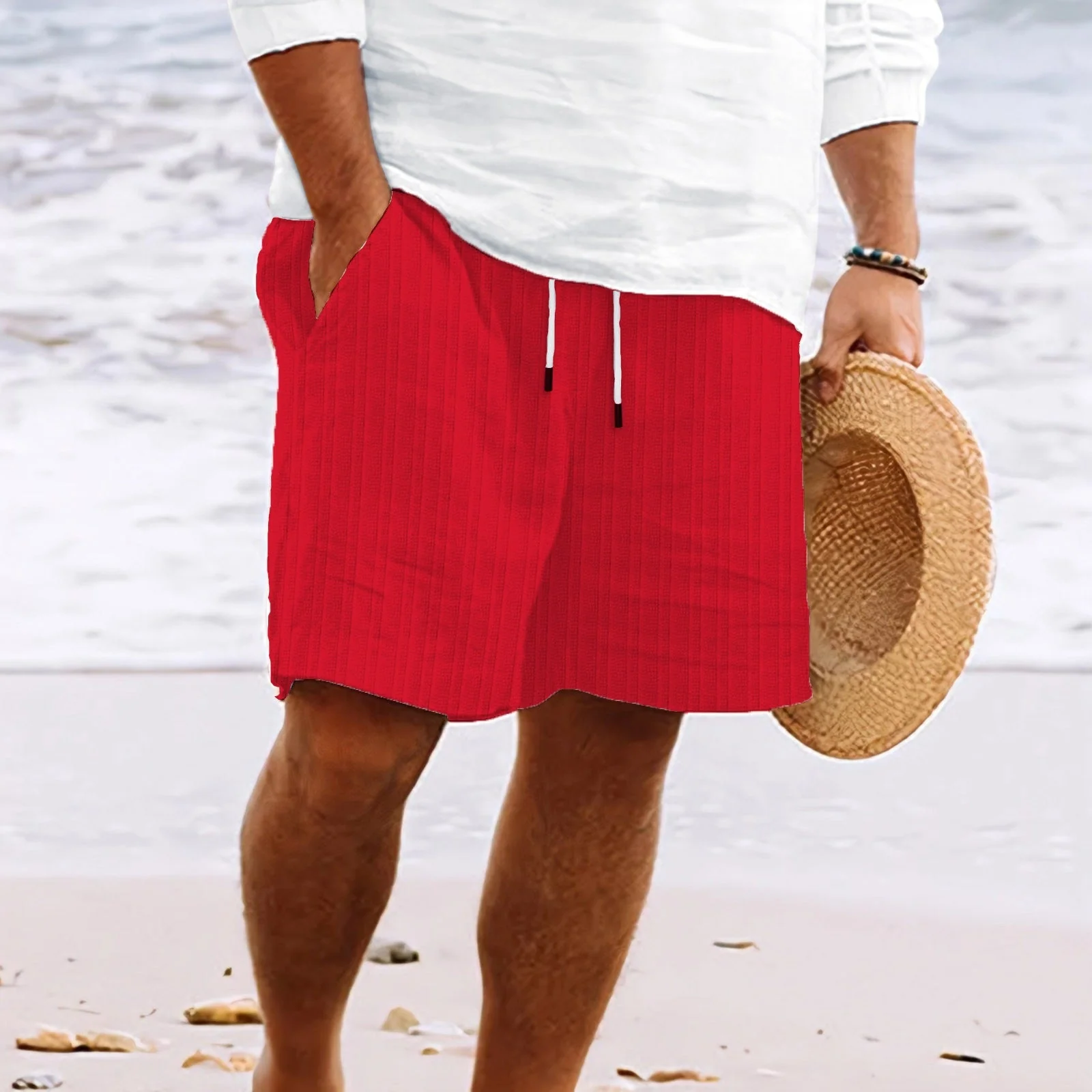Men's Shorts – Relaxed Fit – Breathable Material – Drawstring – Multiple Pockets - Image 9