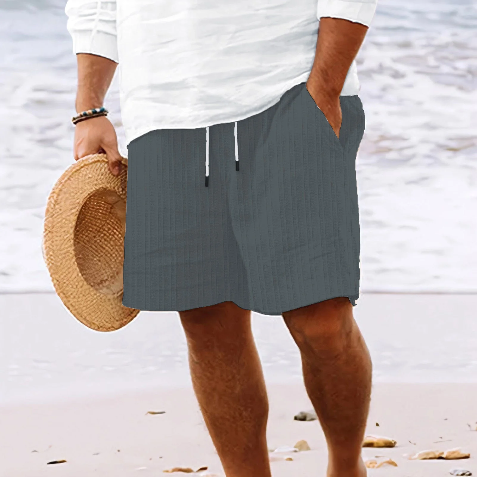 Men's Shorts – Relaxed Fit – Breathable Material – Drawstring – Side Pockets - Image 4