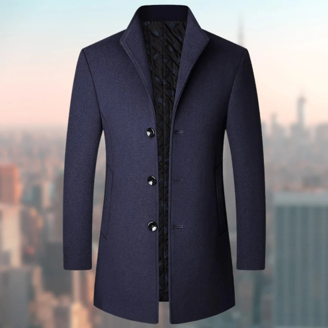 Men's Long Coat – Tailored Fit – Wool Blend – Single-Breasted – Notch Lapel - Image 5