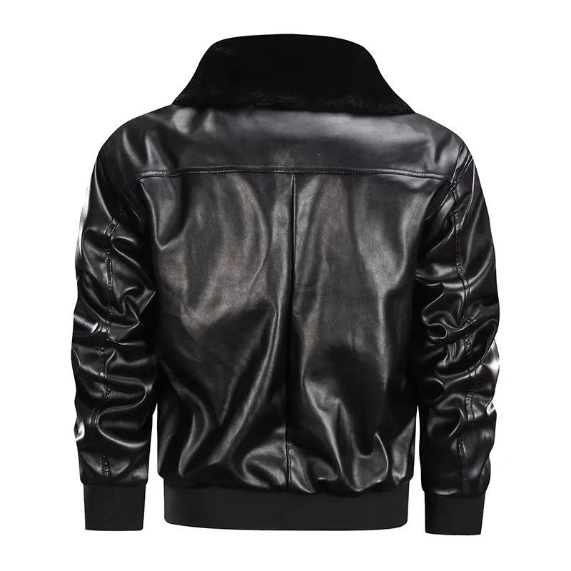 Men's Leather Jacket – Regular Fit – Ribbed Trims – Zip Closure – Vintage Style - Image 3