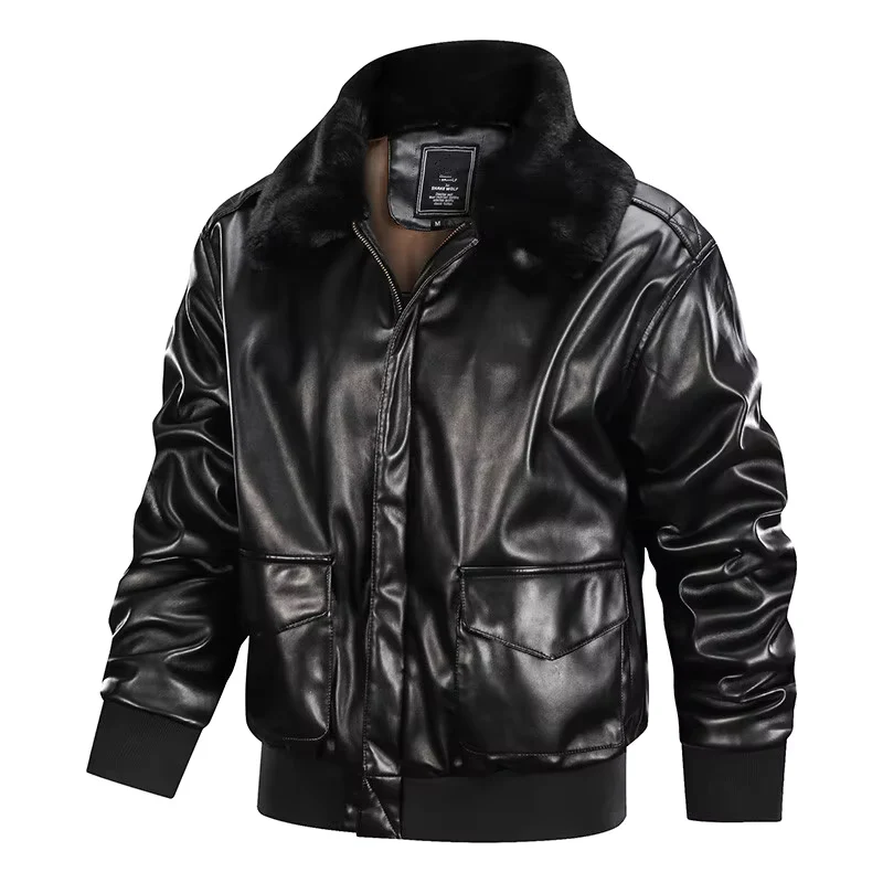 Men's Leather Jacket – Regular Fit – Ribbed Trims – Zip Closure – Vintage Style - Image 6