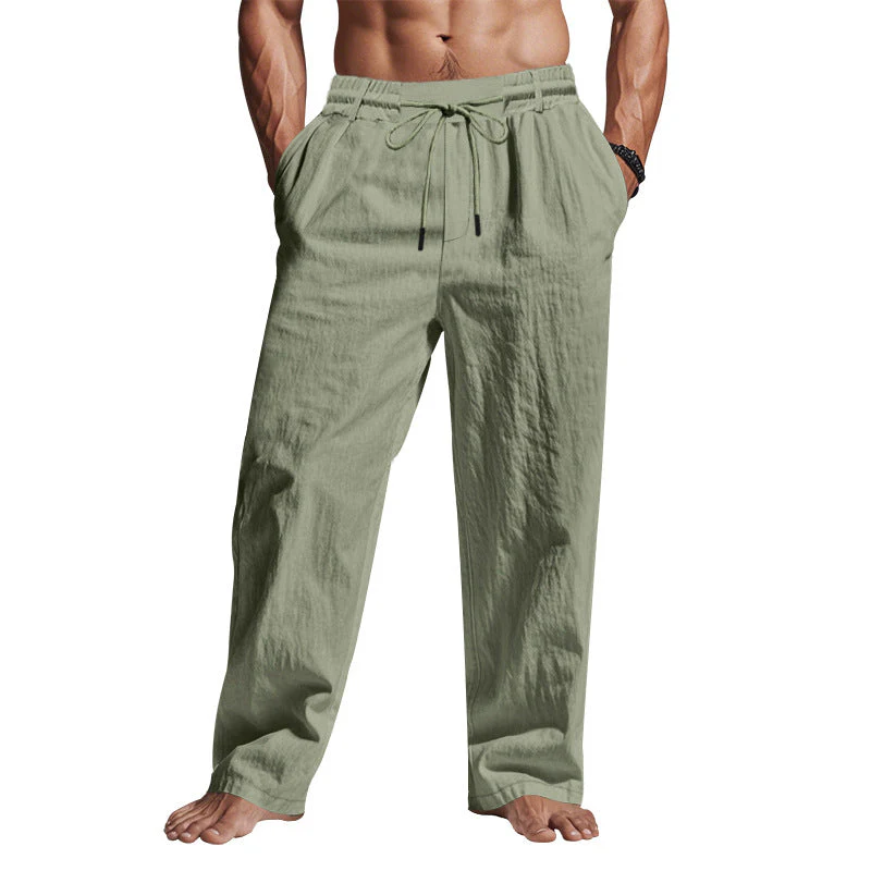 Men's Linen Pants – Relaxed Fit – Full Length – Drawstring and Pockets - Image 4