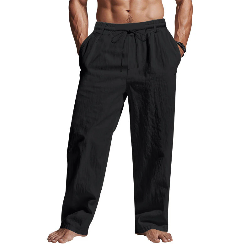 Men's Linen Pants – Relaxed Fit – Full Length – Drawstring and Pockets - Image 5