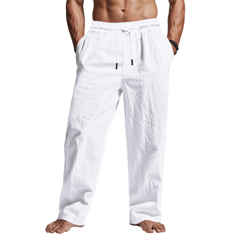 Men's Linen Pants – Relaxed Fit – Full Length – Drawstring and Pockets - Image 6